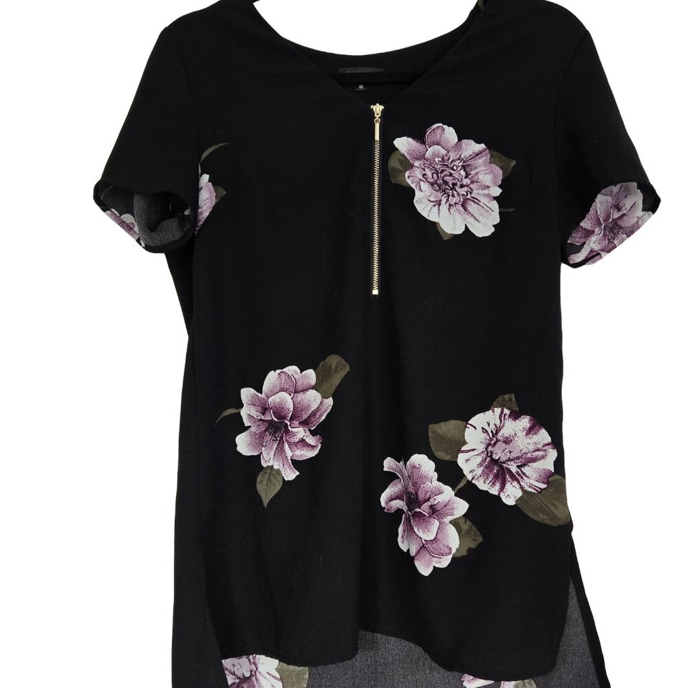 DYNAMITE Black Floral Short Sleeve Top XS
